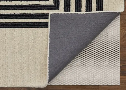 5' X 8' Black and Ivory Abstract Geometric Hand Tufted Area Rug