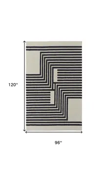 8' X 10' Gray and Black Wool Abstract Hand Tufted Area Rug