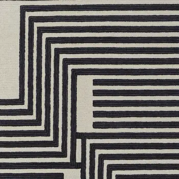 9' X 12' Gray and Black Wool Abstract Hand Tufted Area Rug