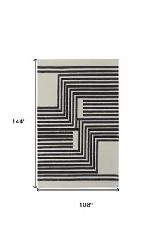 9' X 12' Gray and Black Wool Abstract Hand Tufted Area Rug