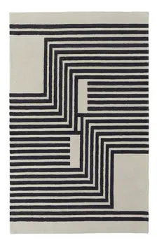 10' X 14' Gray and Black Wool Abstract Hand Tufted Area Rug