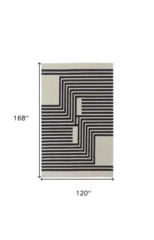 10' X 14' Gray and Black Wool Abstract Hand Tufted Area Rug
