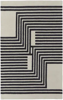 12' X 15' Gray Ivory And Black Wool Abstract Tufted Handmade Area Rug