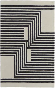 12' X 15' Gray Ivory And Black Wool Abstract Tufted Handmade Area Rug