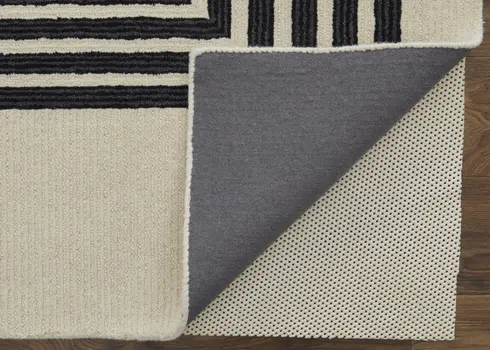 12' X 15' Gray Ivory And Black Wool Abstract Tufted Handmade Area Rug