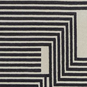 2' X 3' Black and Ivory Abstract Geometric Hand Tufted Area Rug