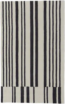8' X 10' Ivory and Black Wool Abstract Hand Tufted Area Rug