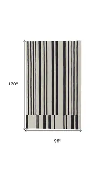 8' X 10' Ivory and Black Wool Abstract Hand Tufted Area Rug