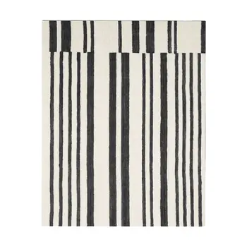 2' X 3' Ivory and Black Wool Abstract Hand Tufted Area Rug