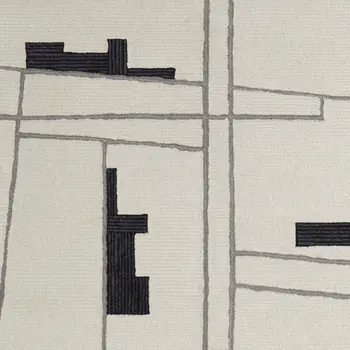 5' X 8' Gray and Ivory Wool Abstract Hand Tufted Area Rug