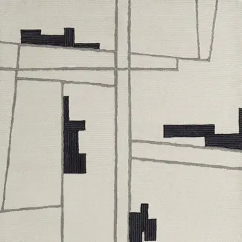 8' X 10' Gray and Ivory Wool Abstract Hand Tufted Area Rug