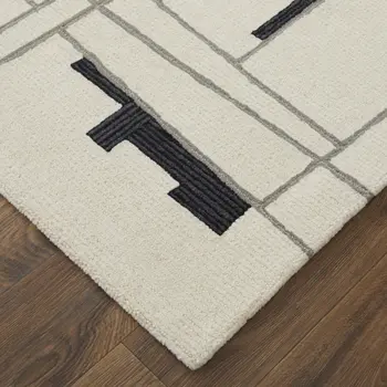8' X 10' Gray and Ivory Wool Abstract Hand Tufted Area Rug
