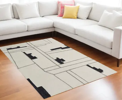 12' X 15' Gray and Ivory Wool Abstract Hand Tufted Area Rug