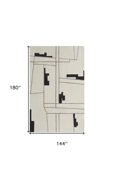 12' X 15' Gray and Ivory Wool Abstract Hand Tufted Area Rug