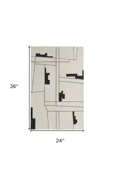 2' X 3' Gray and Ivory Wool Abstract Hand Tufted Area Rug