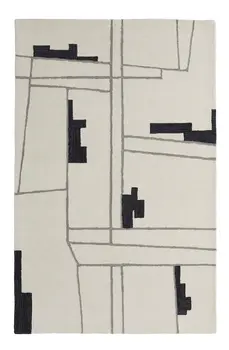 2' X 3' Gray and Ivory Wool Abstract Hand Tufted Area Rug