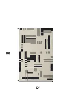 4' X 6' Ivory Wool Abstract Hand Tufted Area Rug