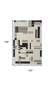 10' X 14' Ivory Wool Abstract Hand Tufted Area Rug