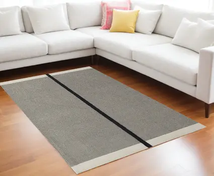 9' X 12' Black and Gray Wool Abstract Geometric Hand Tufted Area Rug