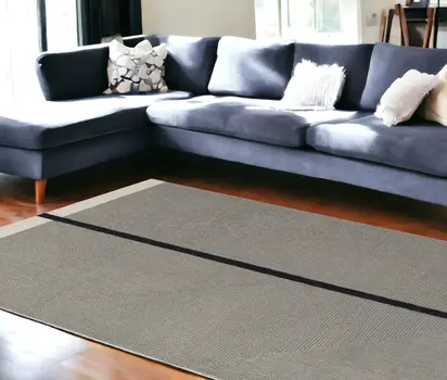 10' X 14' Brown and Black Abstract Geometric Hand Tufted Area Rug