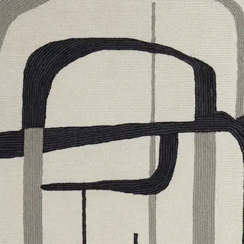 5' X 8' Gray and Ivory Wool Abstract Hand Tufted Area Rug