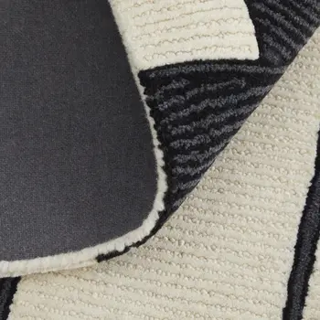 5' X 8' Gray and Ivory Wool Abstract Hand Tufted Area Rug