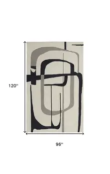 8' X 10' Gray and Ivory Wool Abstract Hand Tufted Area Rug