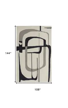 9' X 12' Gray and Ivory Wool Abstract Hand Tufted Area Rug