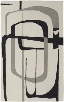 9' X 12' Gray and Ivory Wool Abstract Hand Tufted Area Rug