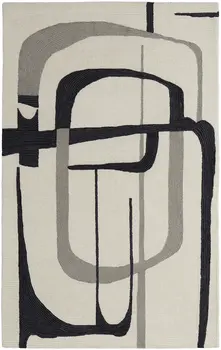 2' X 3' Gray and Ivory Wool Abstract Hand Tufted Area Rug