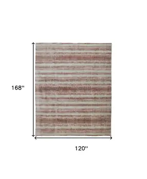 10' X 14' Tan Ivory And Pink Abstract Hand Woven Area Rug