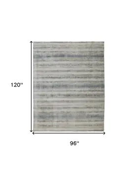 8' X 10' Gray Blue And Green Abstract Hand Woven Area Rug