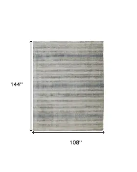 9' X 12' Gray Blue And Green Abstract Hand Woven Area Rug