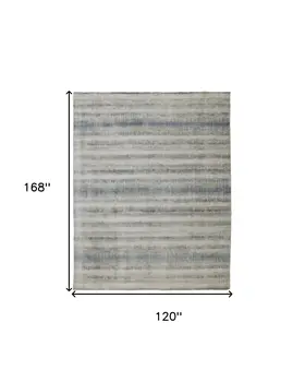 10' X 14' Gray Blue And Green Abstract Hand Woven Area Rug
