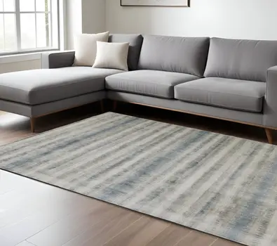 10' X 14' Gray Blue And Green Abstract Hand Woven Area Rug