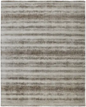 12' X 15' Tan Ivory And Brown Abstract Hand Woven Area Rug