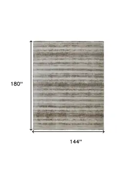 12' X 15' Tan Ivory And Brown Abstract Hand Woven Area Rug