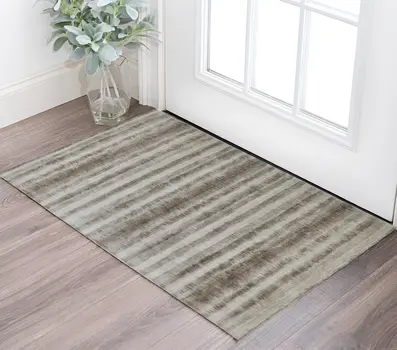 2' X 3' Tan Ivory And Brown Abstract Hand Woven Area Rug