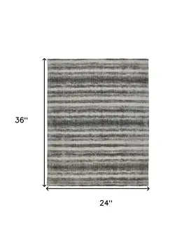 2' X 3' Gray and Black Abstract Hand Woven Area Rug
