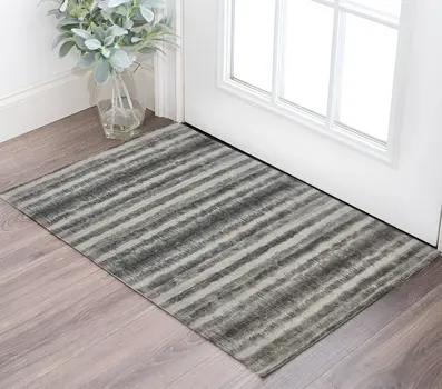 2' X 3' Gray and Black Abstract Hand Woven Area Rug