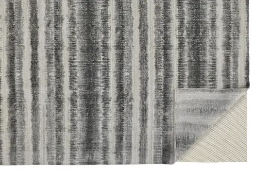 2' X 3' Gray and Black Abstract Hand Woven Area Rug