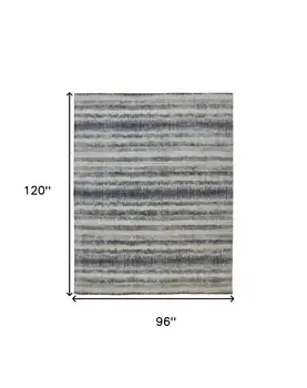 8' X 10' Ivory And Blue Abstract Hand Woven Area Rug