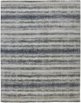 9' X 12' Ivory And Blue Abstract Hand Woven Area Rug