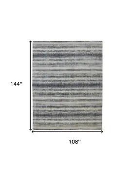 9' X 12' Ivory And Blue Abstract Hand Woven Area Rug