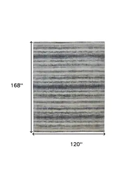 10' X 14' Ivory And Blue Abstract Hand Woven Area Rug
