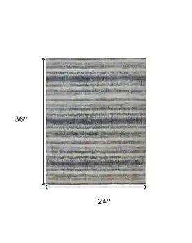 2' X 3' Ivory And Blue Abstract Hand Woven Area Rug