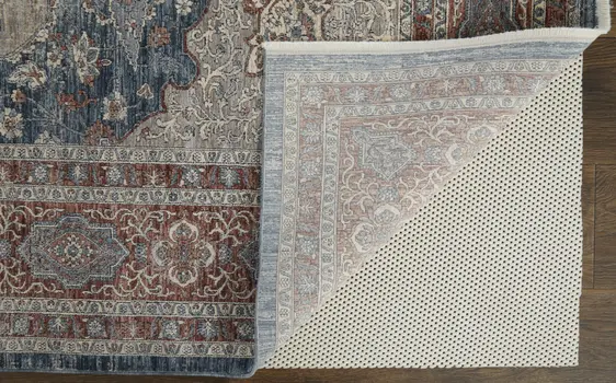 2' X 3' Blue and Gray Floral Power Loom Area Rug