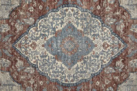 2' X 3' Blue and Gray Floral Power Loom Area Rug