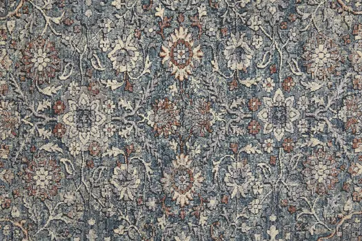 5' X 7' Blue and Beige Floral Power Loom Area Rug
