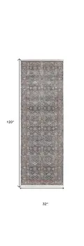 10' Blue and Beige Floral Power Loom Runner Rug With Fringe
